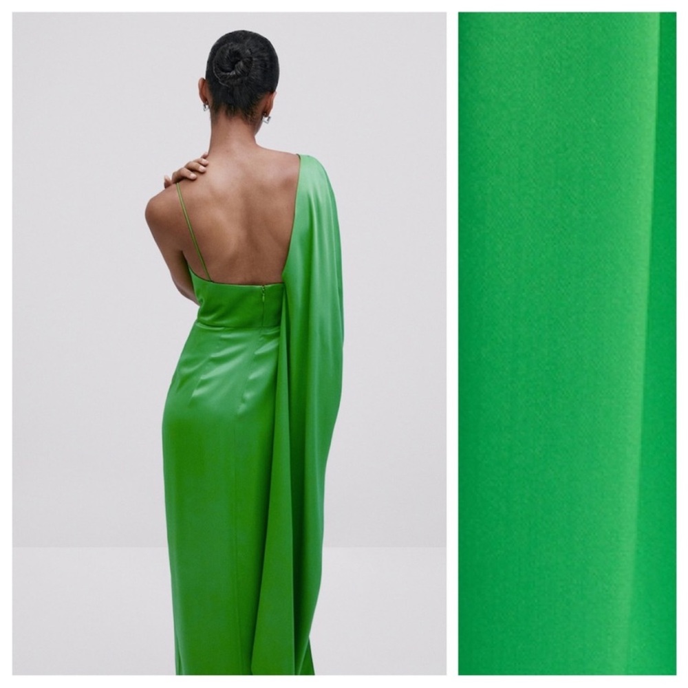 Green silk one should dress - Picture 5 of 9